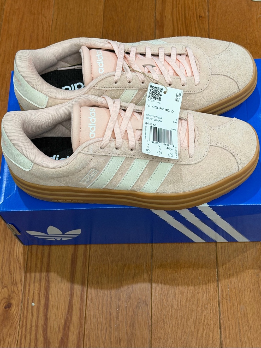 Adidas VL Court Bold Sneakers Pink NWT IH9151 Size 8.5 - Picture 2 of 5
